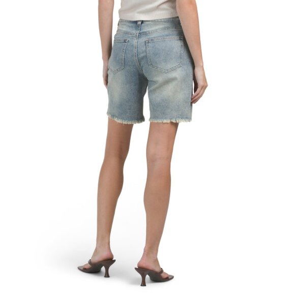 PROJECT REBEL light wash Destructed Hem Loose Midi Shorts - Picture 2 of 2